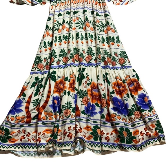 Farm Rio Floral Garden V Neck Kaftan Maxi Cutout Dress Womens S - Picture 8 of 9